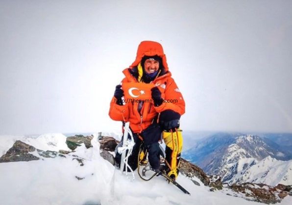 Findik on the summit of Nanga Parbat, his 14th 8,000’er, last year. Photo: Tunc Findik

