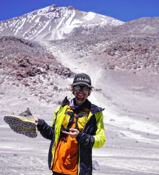 Andrews in front of Ojos del Salado. Photo: Tyler Andrews/Instagram

