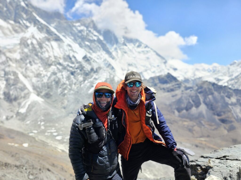 Chris Fisher, left, and Tyler Andrews on top of Chukkung Ri. Photo: Andrews/Fisher

