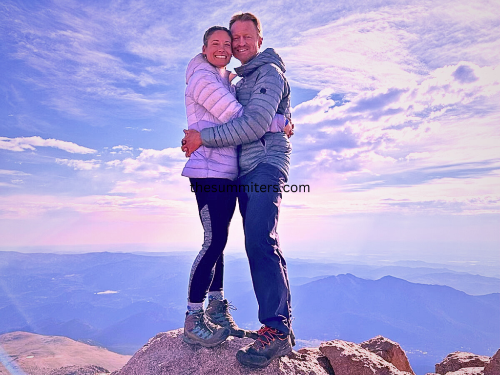 Andrew Hamilton and Andrea Sansone on the summit of Longs Peak, the last of the 58.