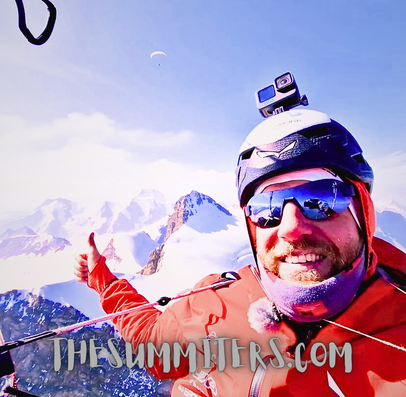 Chrigel Maurer during their alpine climb-and-fly adventure. Photo: Chrigel Maurer and Peter von Kanel