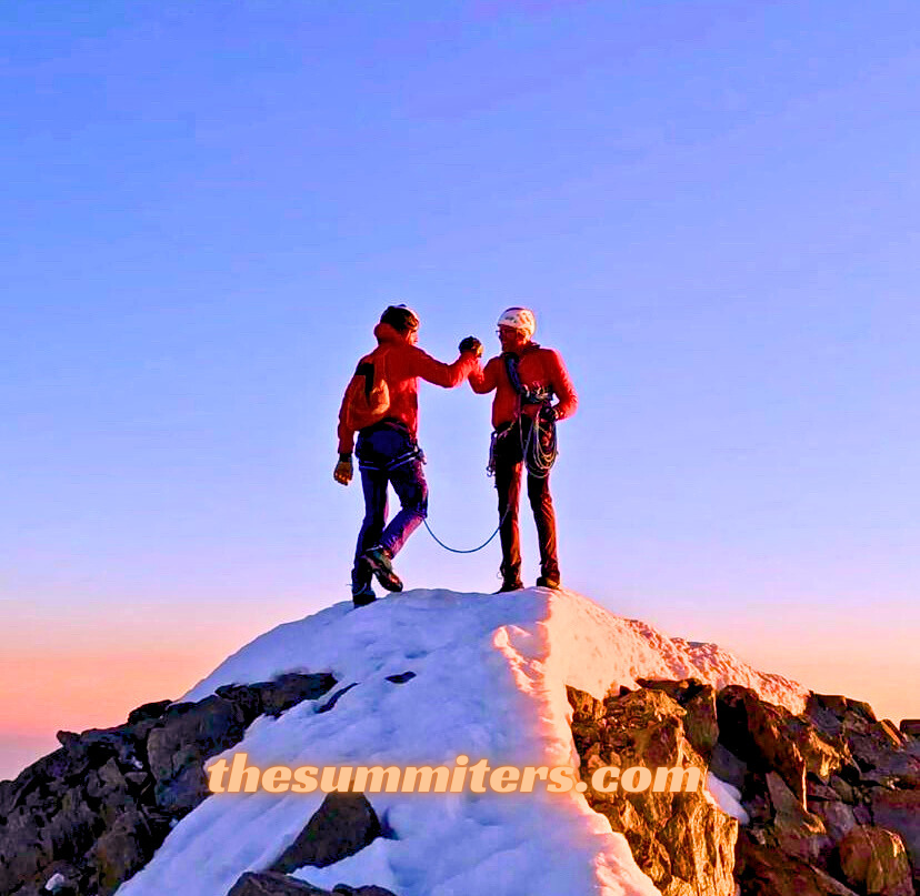 Von Kanel and Maurer on one of the 82 summits. Photo: Chrigel Maurer and Peter von Kanel