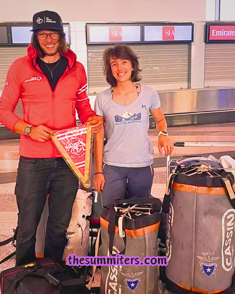 Matteo de Zaiacomo and Chiara Gusmeroli flew to Pakistan yesterday. Photo: CAI/Facebook