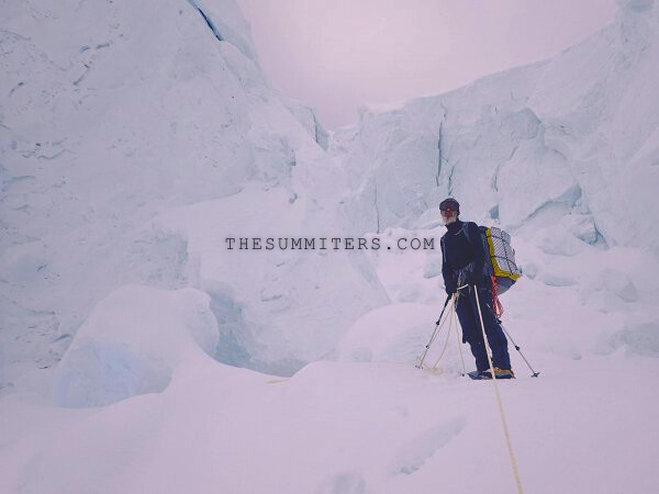 Sergey Nilov at the icefall on Gasherbrum IV last year. Photo: Mountain.ru

