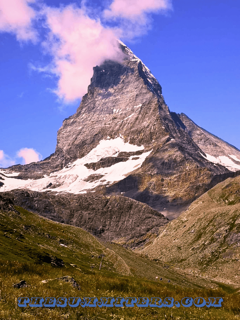 The Matterhorn on a sunny day. The Hornli Hut stands (not quite visible) at the base of the northeast ridge on the right. Photo: Antonio Fernandez