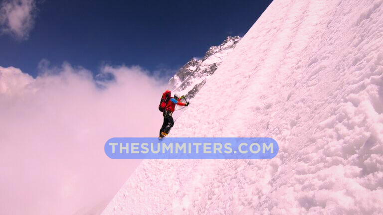 One of the Czech climbers at a traverse on Muchu Chhish. Photo: Zdenek Hak