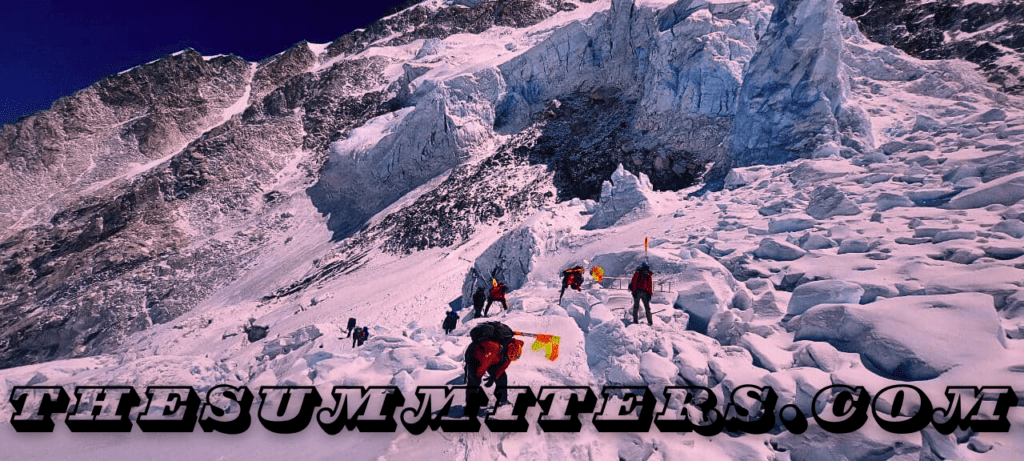 Sherpa climbers at the Khumbu Icefall of Everest. Photo: Sagarmathaa Pollution Control Committee